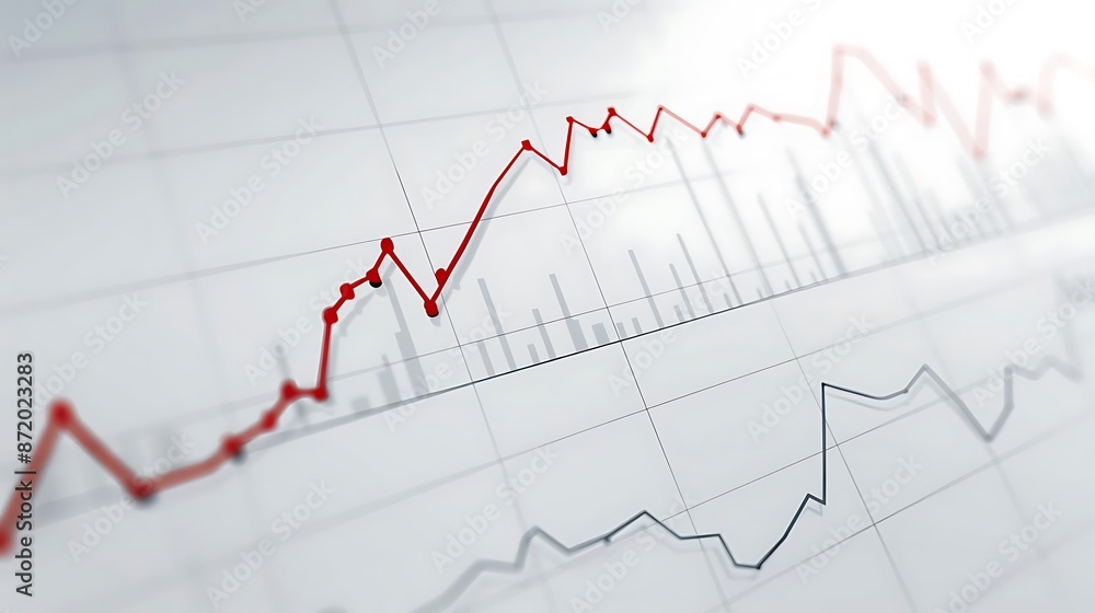Red Line Graph on White Background - Illustration Red Line Graph on White Background - Illustration