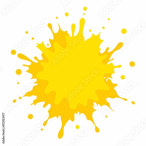 background, splatter, abstract, design element, Vibrant yellow splatter, isolated on clean white background, creates dynamic and eye-catching visual element for design use. photo