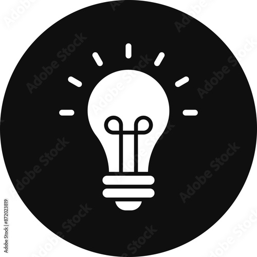 Bulb Glyph Black Circle Icon