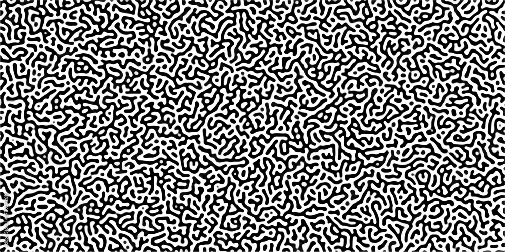 Monochrome Turing reaction background. .Linear design with biological shapes. Diffusion pattern with chaotic shapes. Abstract pattern. Turing organic wallpaper background Vector illustration. Monochrome Turing reaction background. .Linear design with biological shapes. Diffusion pattern with chaotic shapes. Abstract pattern. Turing organic wallpaper background Vector illustration.