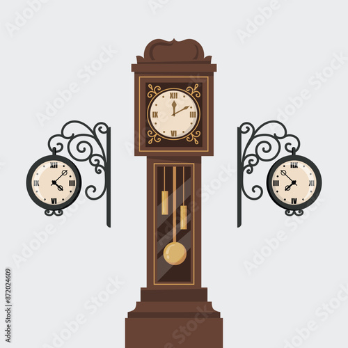 antique clock isolated on white