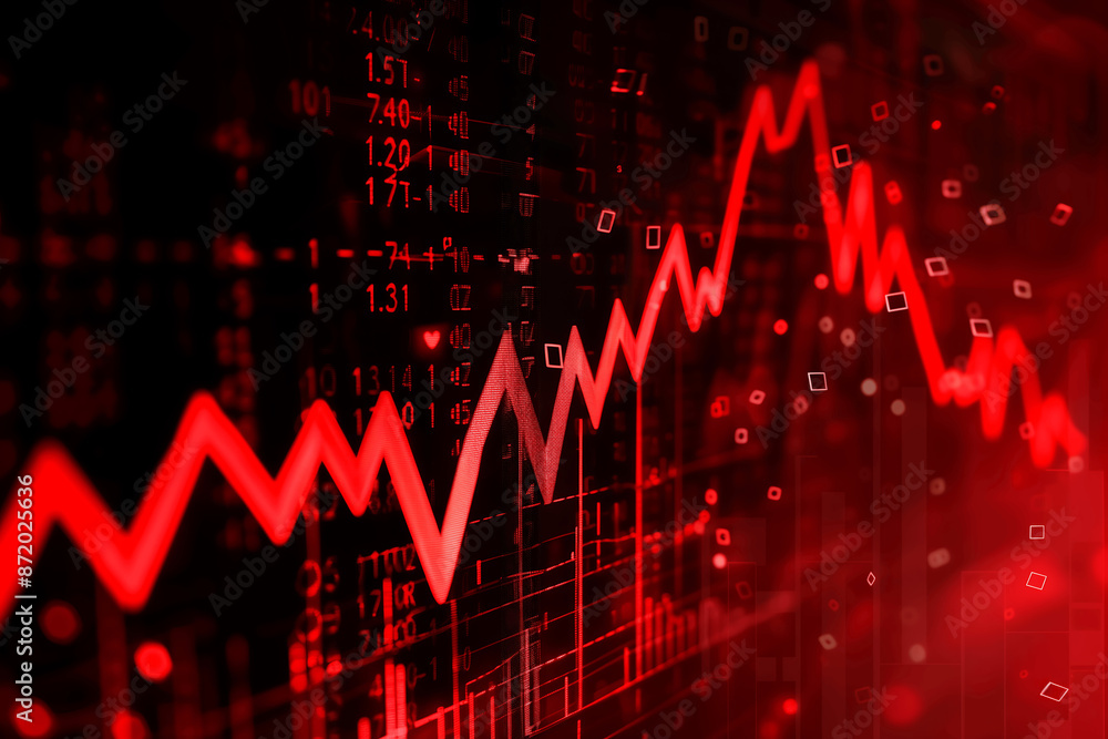 Stock Market Crash Concept with Red Graph and Financial Data on a Digital Screen Stock Market Crash Concept with Red Graph and Financial Data on a Digital Screen