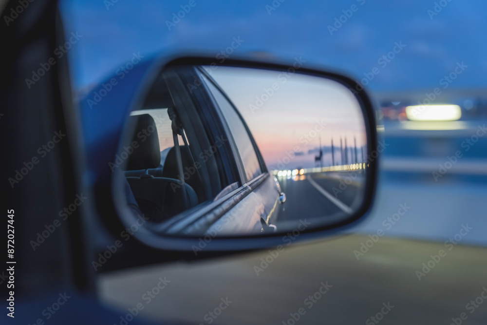 Evening Drive Reflected in Car Mirror Evening Drive Reflected in Car Mirror