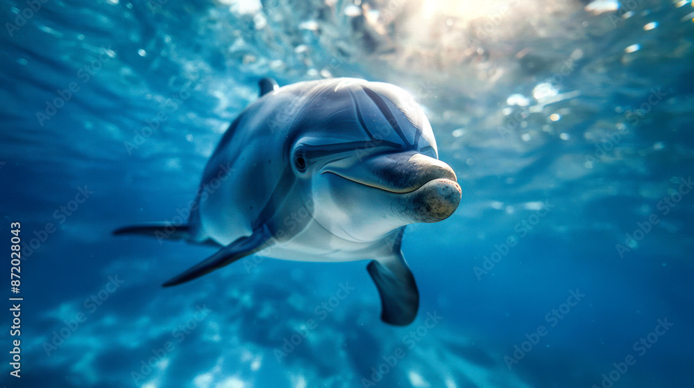 Obraz premium close up dolphin in deep sea on ocean