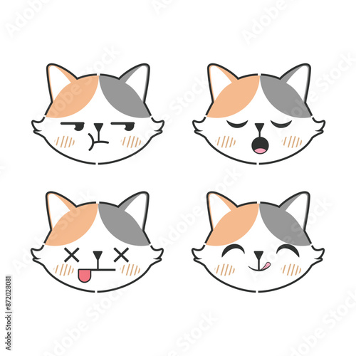 set of cute cats set emoji vector illustration stock vector