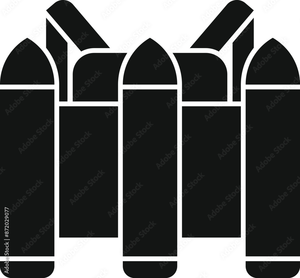 Simple black ammunition icon representing war and military concepts Simple black ammunition icon representing war and military concepts