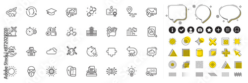 Set of Analytics graph, Qr code and Face id line icons for web app. Design elements, Social media icons. Face biometrics, Cloud communication, Bitcoin system icons. Vector