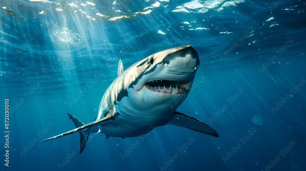 Fototapeta premium close up shark in deep sea on ocean