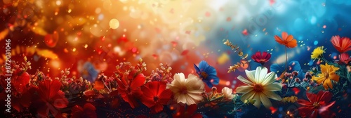 Colorful French Celebration Background with Midsummer Elements

