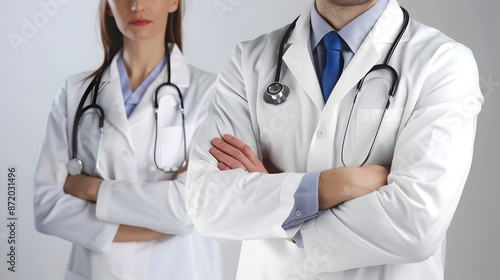 Confident and Professional Doctor Posing with Stethoscope and White Lab Coat