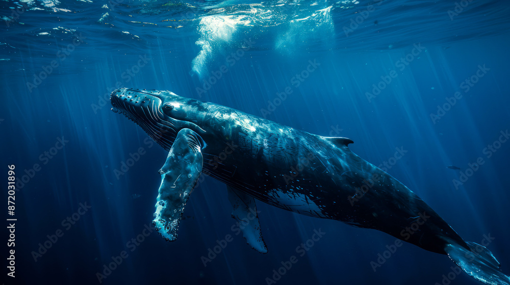 Fototapeta premium close up whale in deep sea on ocean