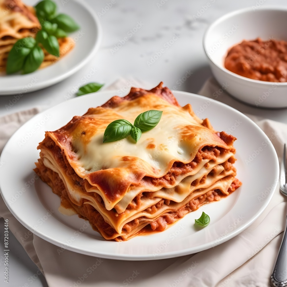 Freshly baked homemade lasagna featuring robust tomato sauce, alternating layers of tender pasta, and a mix of melty mozzarella, grated Parmesan, and creamy ricotta cheeses Freshly baked homemade lasagna featuring robust tomato sauce, alternating layers of tender pasta, and a mix of melty mozzarella, grated Parmesan, and creamy ricotta cheeses