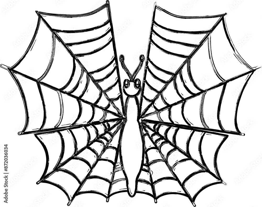 Butterfly with cobweb wings, Halloween decoration. Butterfly with cobweb wings, Halloween decoration.