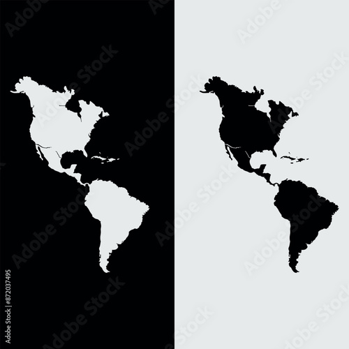 vector map of North and south America. isolated vector image of Western world
