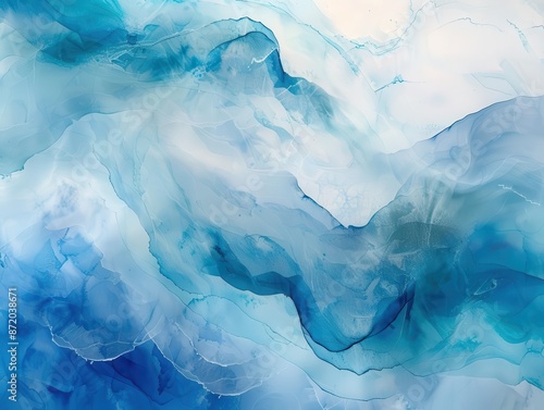 ethereal watercolor swirls in soothing ocean hues translucent layers of turquoise azure and indigo blend seamlessly creating a dreamy abstract seascape