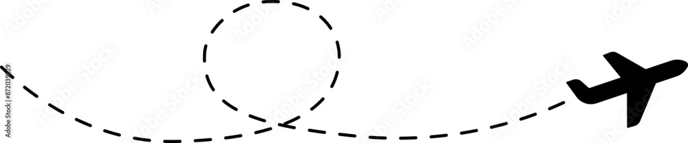 Plane icon with dotted line. Flight transport symbol. Airplane icon vector with line trace. Travel flat illustration. Travel symbol. Vector EPS 10 Plane icon with dotted line. Flight transport symbol. Airplane icon vector with line trace. Travel flat illustration. Travel symbol. Vector EPS 10
