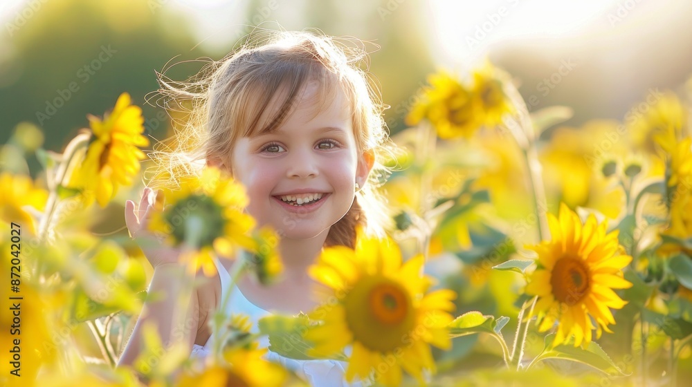 beautiful girl with light eyes in a field of sunflowers on a sunset beautiful girl with light eyes in a field of sunflowers on a sunset