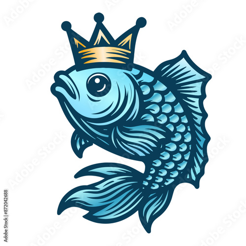 beautiful fish wearing a crown illustration