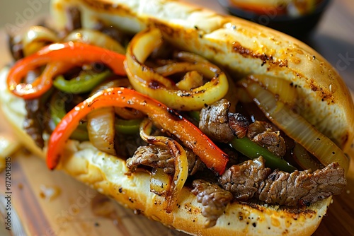 A sandwich with peppers and onions. © VISUAL BACKGROUND