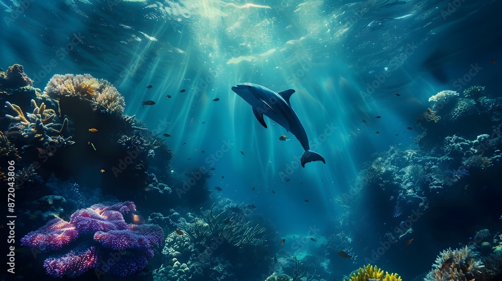 Underwater animal swimming in deep blue sea tropical reef beauty. Underwater animal swimming in deep blue sea tropical reef beauty.
