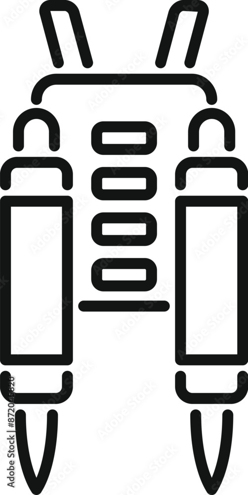 Line icon of a futuristic jetpack, ready to propel someone into the sky Line icon of a futuristic jetpack, ready to propel someone into the sky
