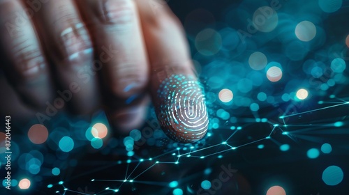 Cutting-Edge Biometrics Security: Fingerprint Identification for E-KYC Innovation Technology Concept photo