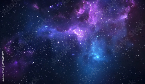 Starry sky, purple blue and dark background, galaxy background, universe background, starry night, deep space background, night sky background, galaxy background, stars in the sky,cosmic background. © Emmy Ljs