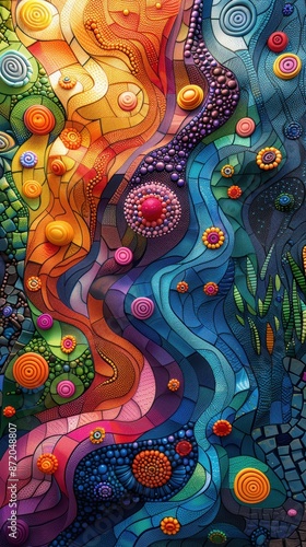 Wallpaper Mural A vibrant abstract background with bold, contrasting colors and intricate patterns.  Torontodigital.ca