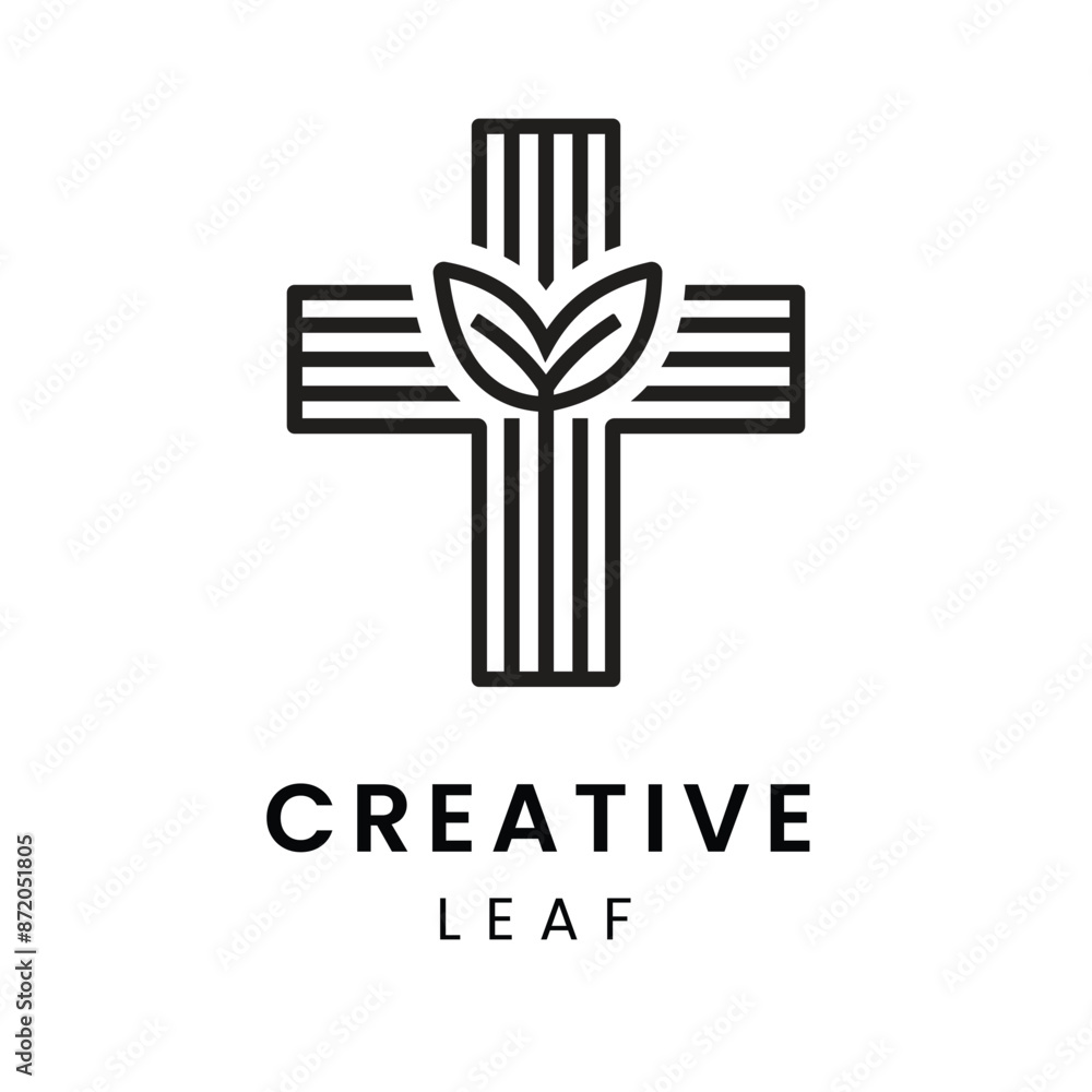 The Cross logo consists of thick lines with a leaf in the middle. This design is suitable for companies or organizations operating in the health, pharmaceutical The Cross logo consists of thick lines with a leaf in the middle. This design is suitable for companies or organizations operating in the health, pharmaceutical