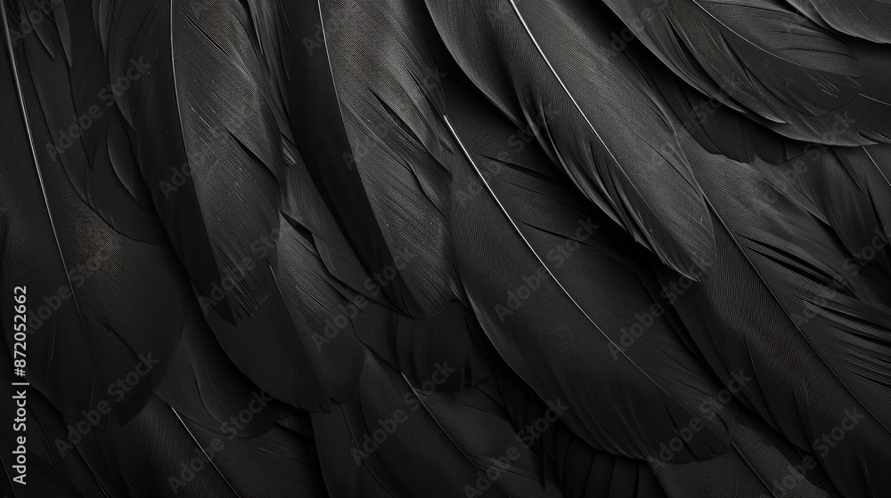 Obraz premium Stylish abstract background with a dark palette of black feathers, adding depth and elegance to visual presentations