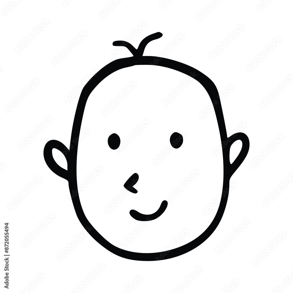 Obraz premium Doodle children head cartoon illustration isolated in white background. Icon portraits of boy or girl.