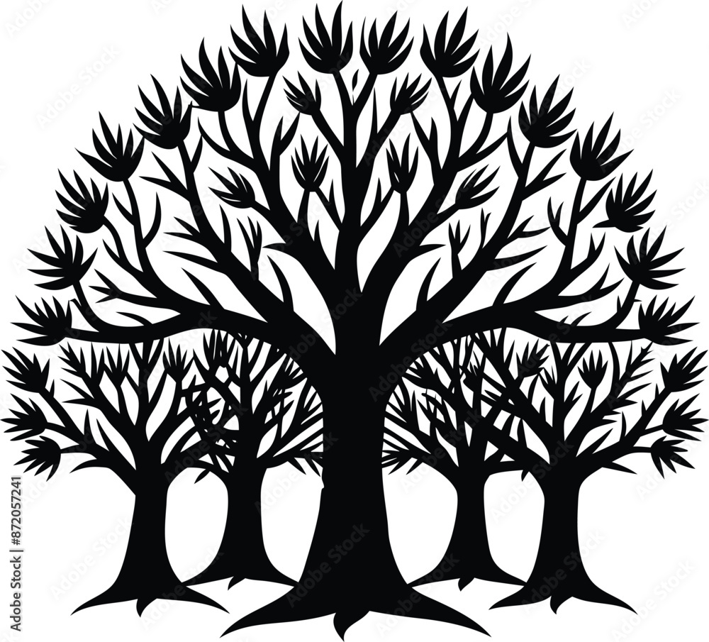unique treeline silhouette illustration white background unique treeline silhouette illustration white background