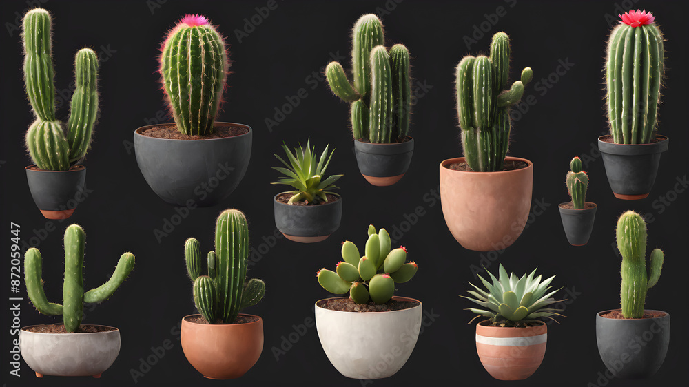 set of indoor cactus in pot set of indoor cactus in pot