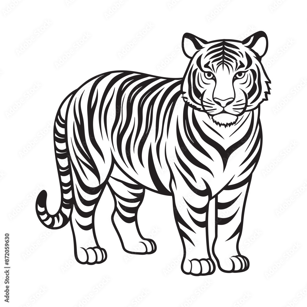 Naklejka premium A black and white tiger face