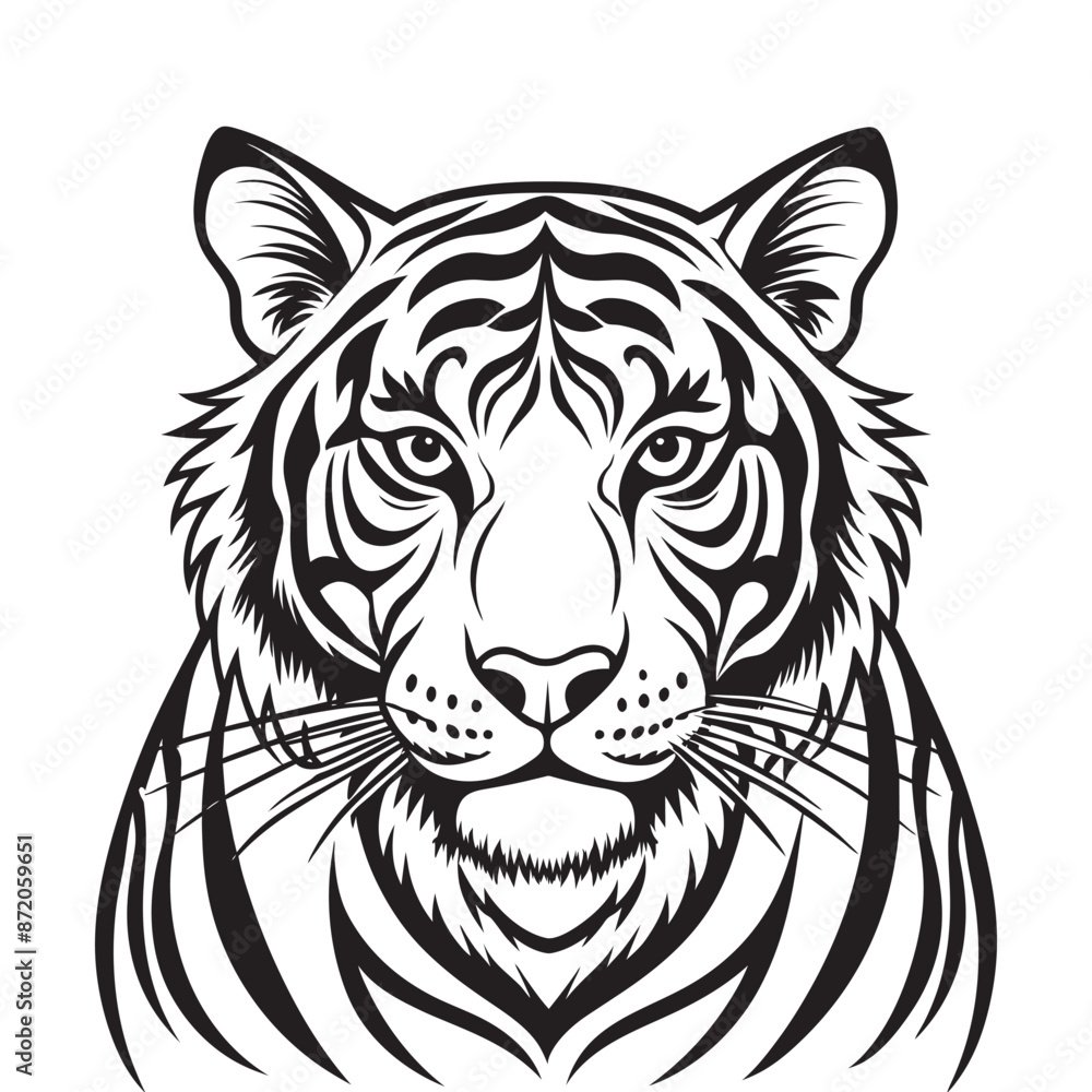 A black and white tiger face A black and white tiger face