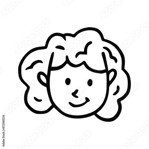 Doodle children head cartoon illustration isolated in white background. Icon portraits of boy or girl.