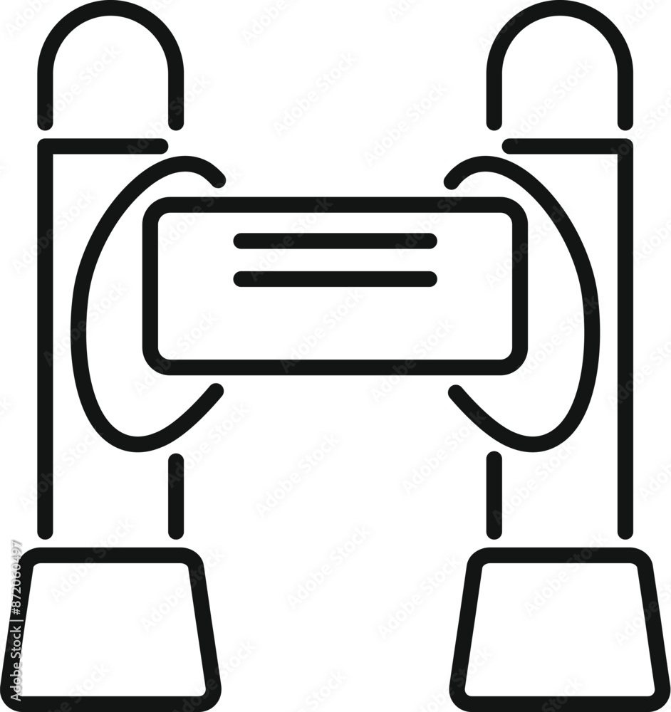 Line art icon of a turnstile allowing one person access at a time, perfect for projects related to security and crowd control Line art icon of a turnstile allowing one person access at a time, perfect for projects related to security and crowd control