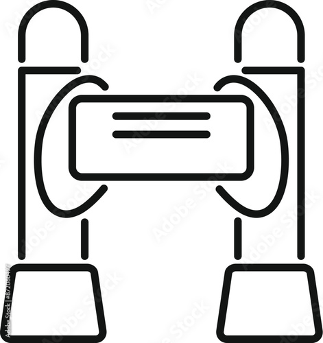 Line art icon of a turnstile allowing one person access at a time, perfect for projects related to security and crowd control