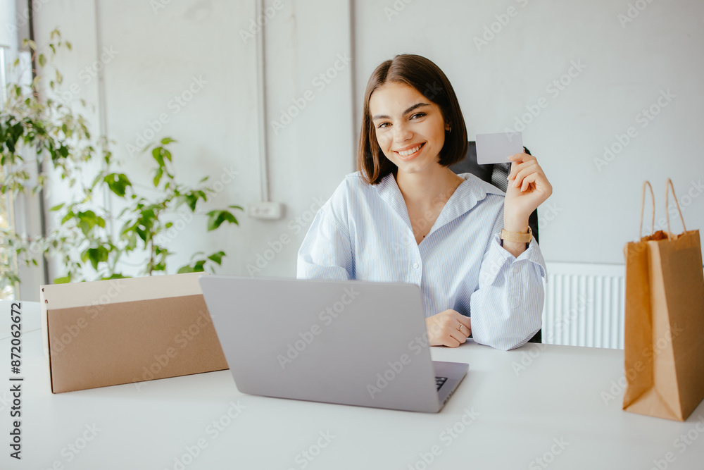 Woman Shopping Online at Laptop