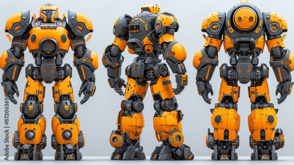 Futuristic Robots, Assembling for Production or Battle Futuristic Robots, Assembling for Production or Battle