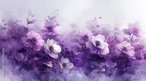 Wallpaper Mural Purple Flowers Abstract Art Print, Flower Wall Decor Torontodigital.ca