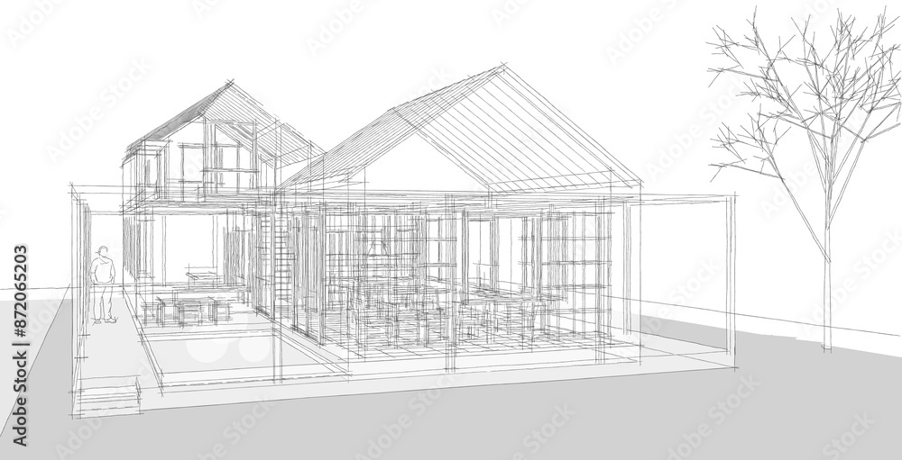 traditional residential architecture 3d illustration traditional residential architecture 3d illustration