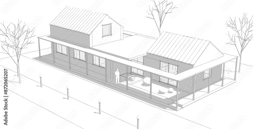 traditional residential architecture 3d illustration traditional residential architecture 3d illustration