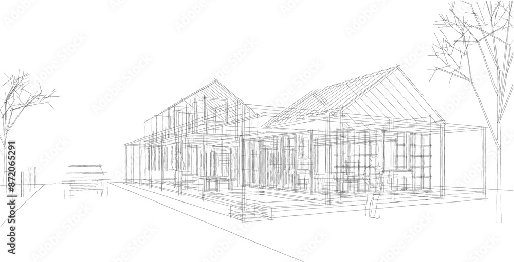 traditional residential architecture 3d illustration traditional residential architecture 3d illustration
