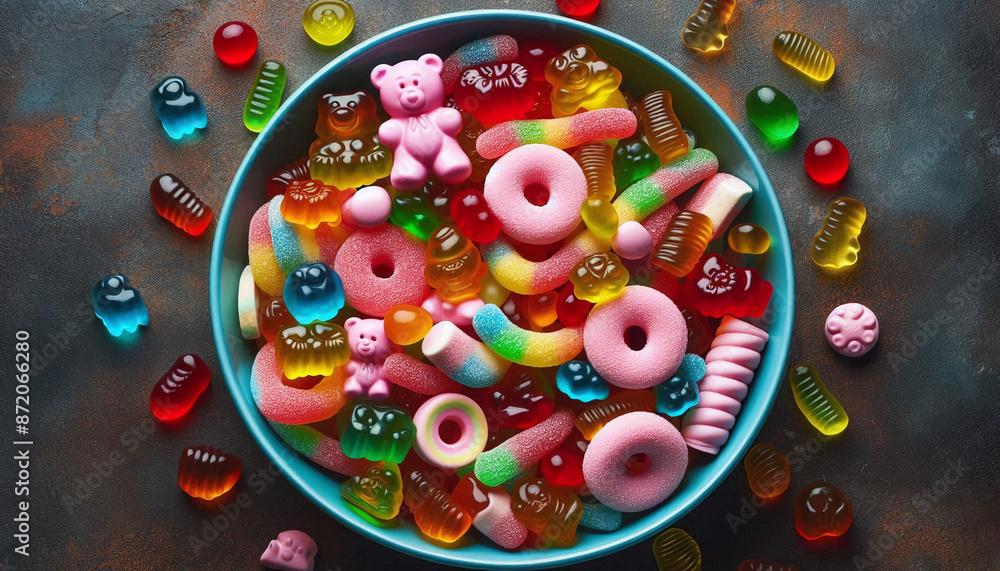 Bowl of Jelly Candy Sweets, Stock Illustration Bowl of Jelly Candy Sweets, Stock Illustration