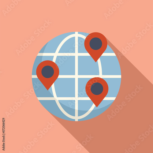 Globe is showing multiple location pins, indicating global business expansion and growth