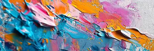 Panel kuchenny z motywem Closeup of abstract rough colorful multicolored art painting texture, with oil brushstroke, pallet knife paint on canvas 