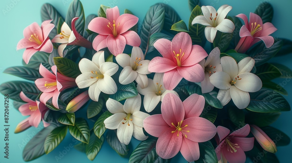 Fototapeta premium Artificial Pink Flowers, Decorative Leis, Fake Plants