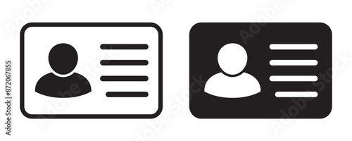 ID Card icon collection. Employee clerk card, driver license, Identification card, staff identification card symbol. Design for website and mobile app.