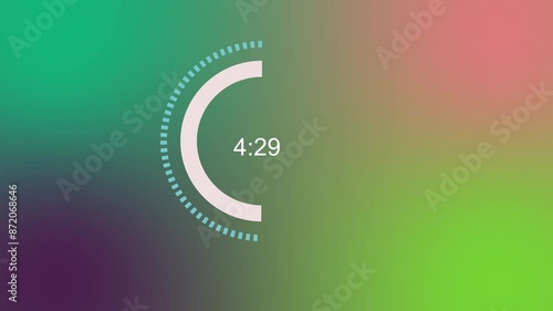 9.30 second timer animation video with 4 color gradient background . 